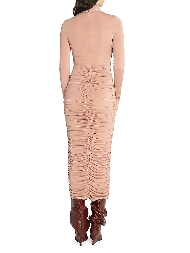 Ruched Jersey Midi-Dress