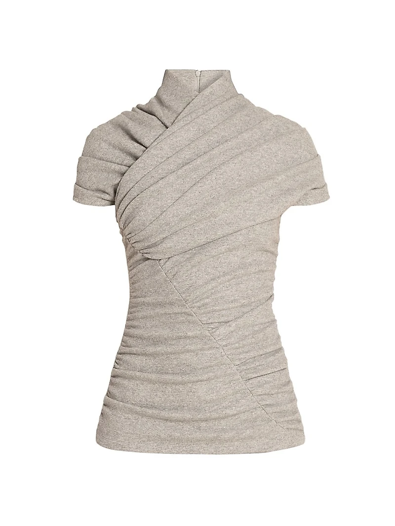 Virgin Wool-Cotton Blend Draped Top