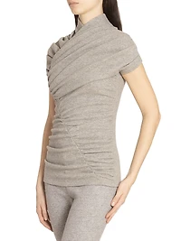 Virgin Wool-Cotton Blend Draped Top