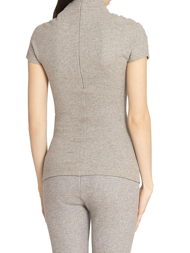 Virgin Wool-Cotton Blend Draped Top