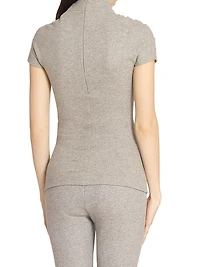 Virgin Wool-Cotton Blend Draped Top