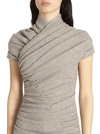 Virgin Wool-Cotton Blend Draped Top