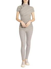 Virgin Wool-Cotton Blend Draped Top