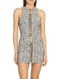 Tweed Zip-Front Cotton-Blend Minidress