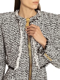 Tweed Zip-Front Cotton-Blend Minidress