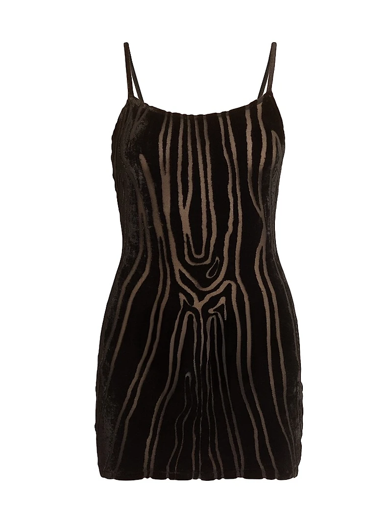Zebra Print Sleeveless Velvet Minidress