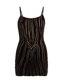 Zebra Print Sleeveless Velvet Minidress