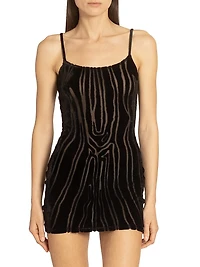 Zebra Print Sleeveless Velvet Minidress