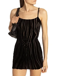 Zebra Print Sleeveless Velvet Minidress