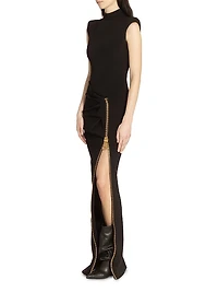 Zipped Slit Sleeveless Jersey Gown