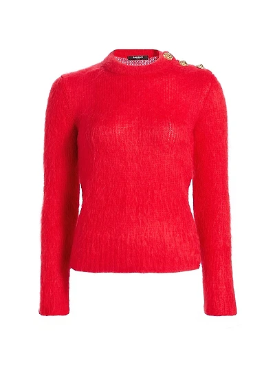 Mohair-Blend Three-Button Sweater
