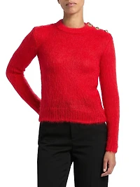 Mohair-Blend Three-Button Sweater
