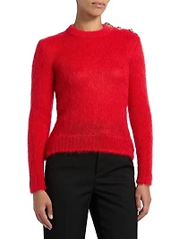 Mohair-Blend Three-Button Sweater