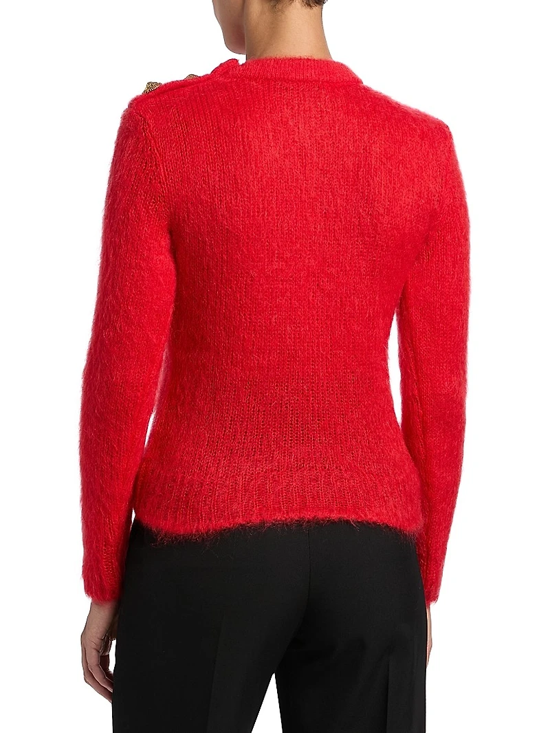 Mohair-Blend Three-Button Sweater