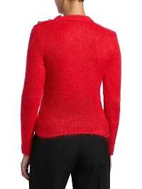 Mohair-Blend Three-Button Sweater