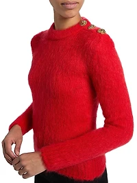 Mohair-Blend Three-Button Sweater