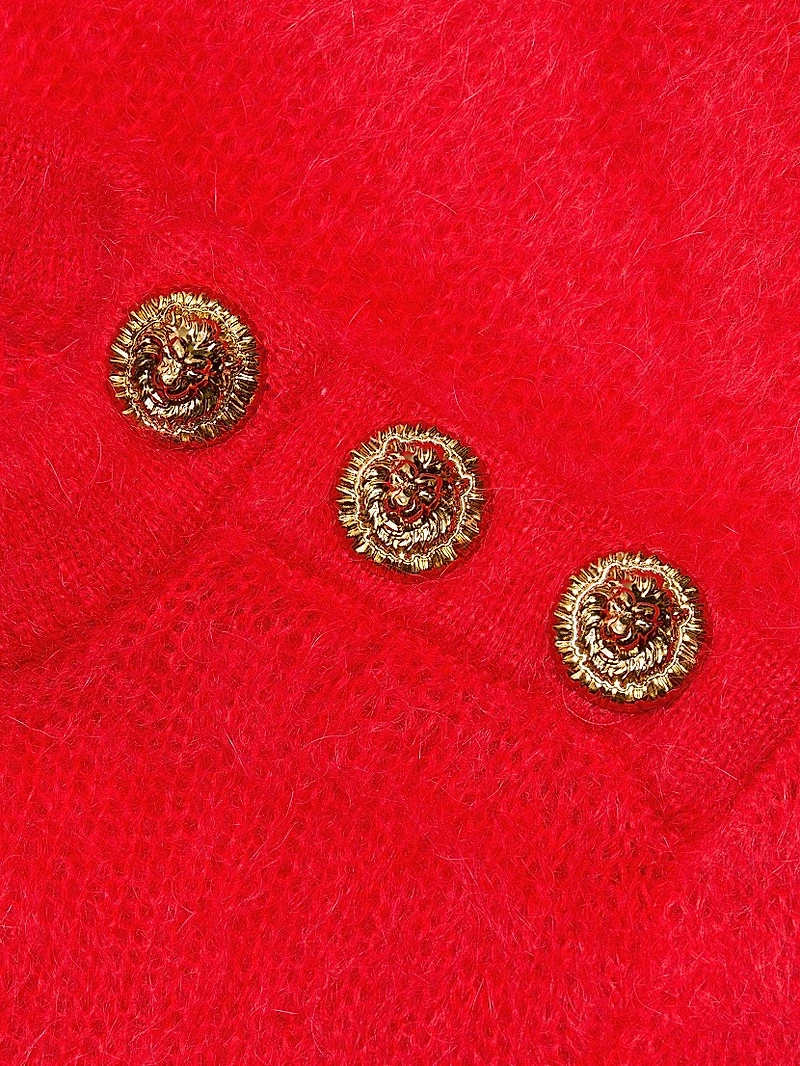 Mohair-Blend Three-Button Sweater