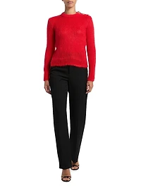 Mohair-Blend Three-Button Sweater