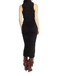 Ruched Wool Midi-Dress
