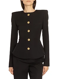 Grain de Poudre Buttoned Wool Basque Jacket