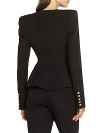 Grain de Poudre Buttoned Wool Basque Jacket