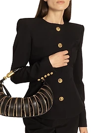 Grain de Poudre Buttoned Wool Basque Jacket