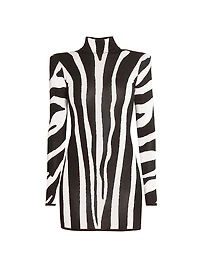 Zebra Intersia Knit Body-Con Minidress