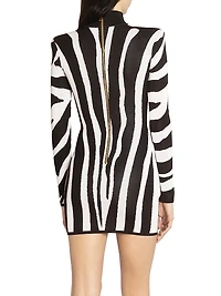 Zebra Intersia Knit Body-Con Minidress