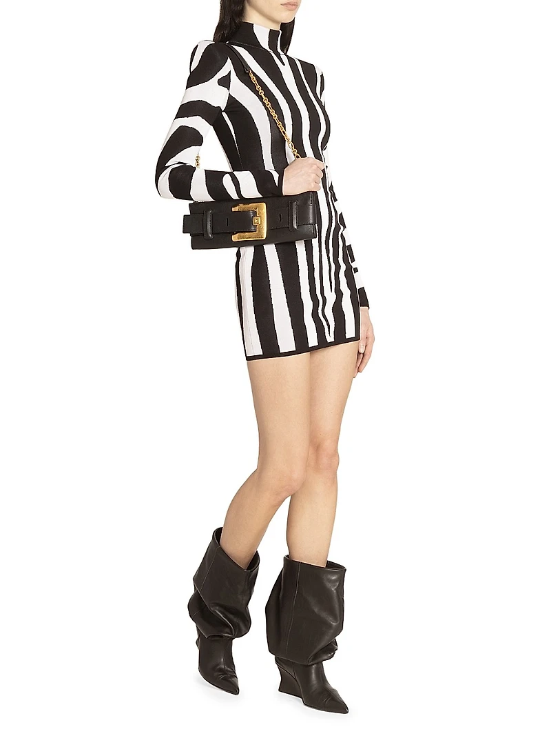 Zebra Intersia Knit Body-Con Minidress