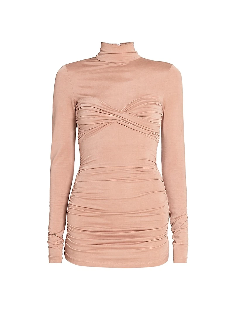 Ruched Long-Sleeve Stretch-Jersey Top