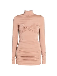 Ruched Long-Sleeve Stretch-Jersey Top