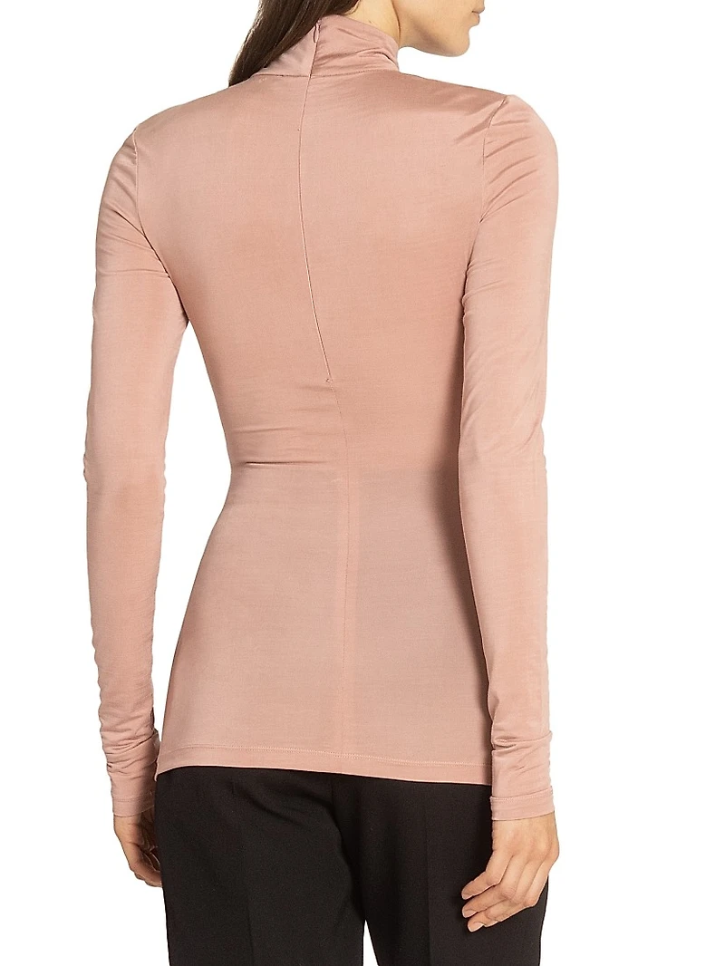 Ruched Long-Sleeve Stretch-Jersey Top