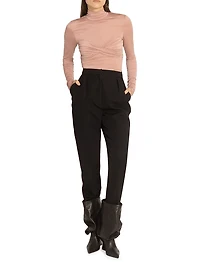 Ruched Long-Sleeve Stretch-Jersey Top