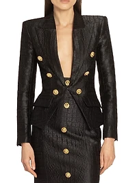 Croc-Embossed Jacquard Jacket
