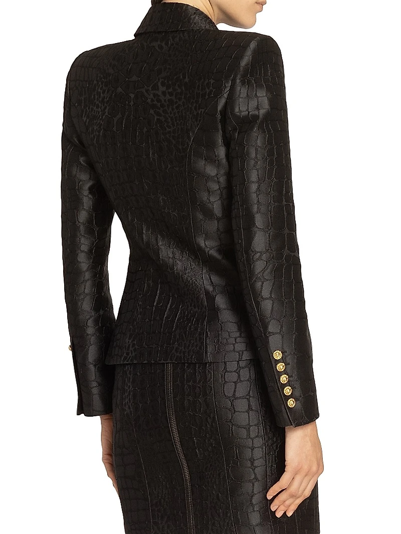 Croc-Embossed Jacquard Jacket