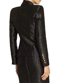 Croc-Embossed Jacquard Jacket