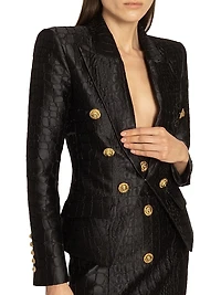 Croc-Embossed Jacquard Jacket