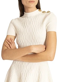 Croc-Embossed Knit Fit-And-Flare Minidress