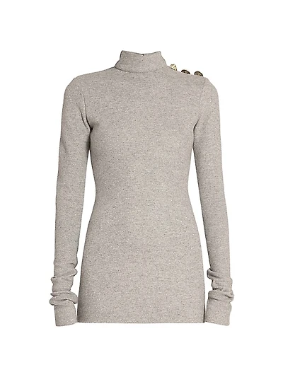 Button-Detail Cashmere Minidress