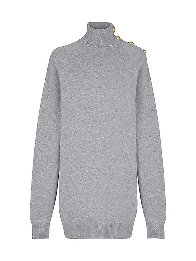 Button-Detail Cashmere Minidress