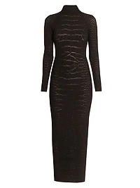 Croc-Effect Knit Open-Back Maxi Dress