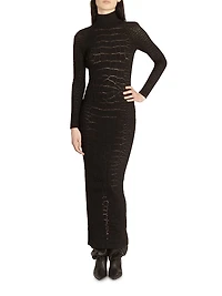 Croc-Effect Knit Open-Back Maxi Dress