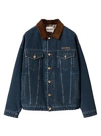 Flocked Denim and Velvet Blouson Jacket