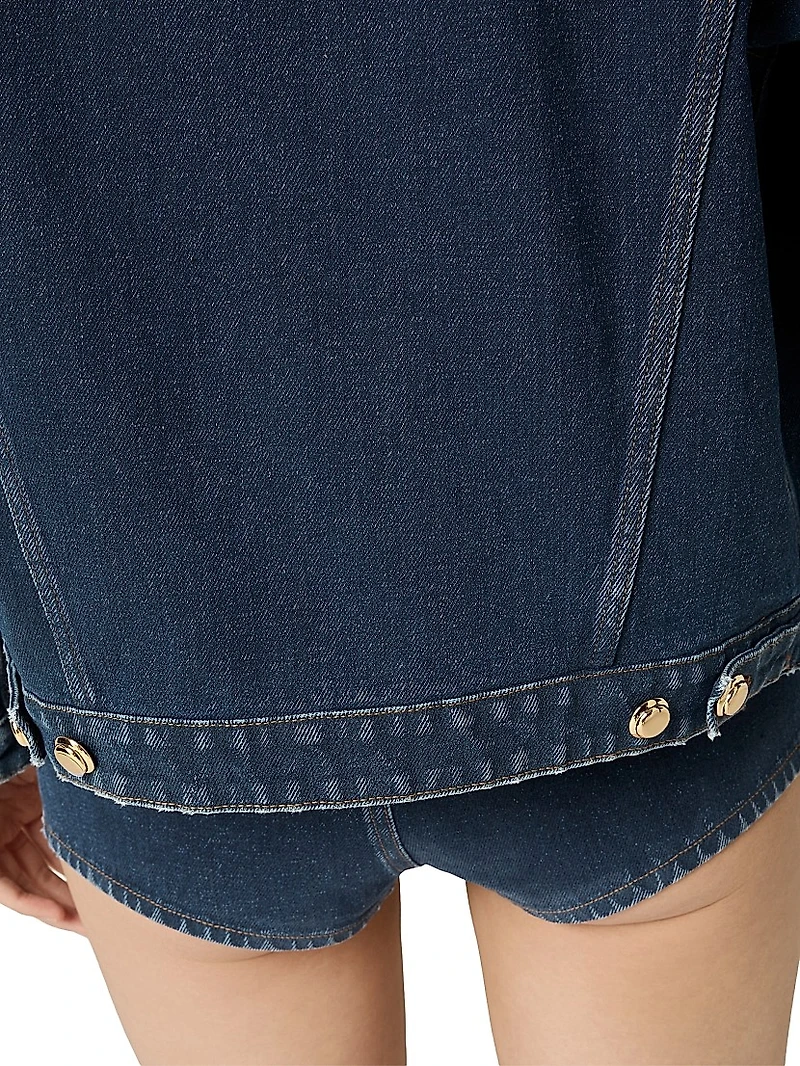 Flocked Denim and Velvet Blouson Jacket