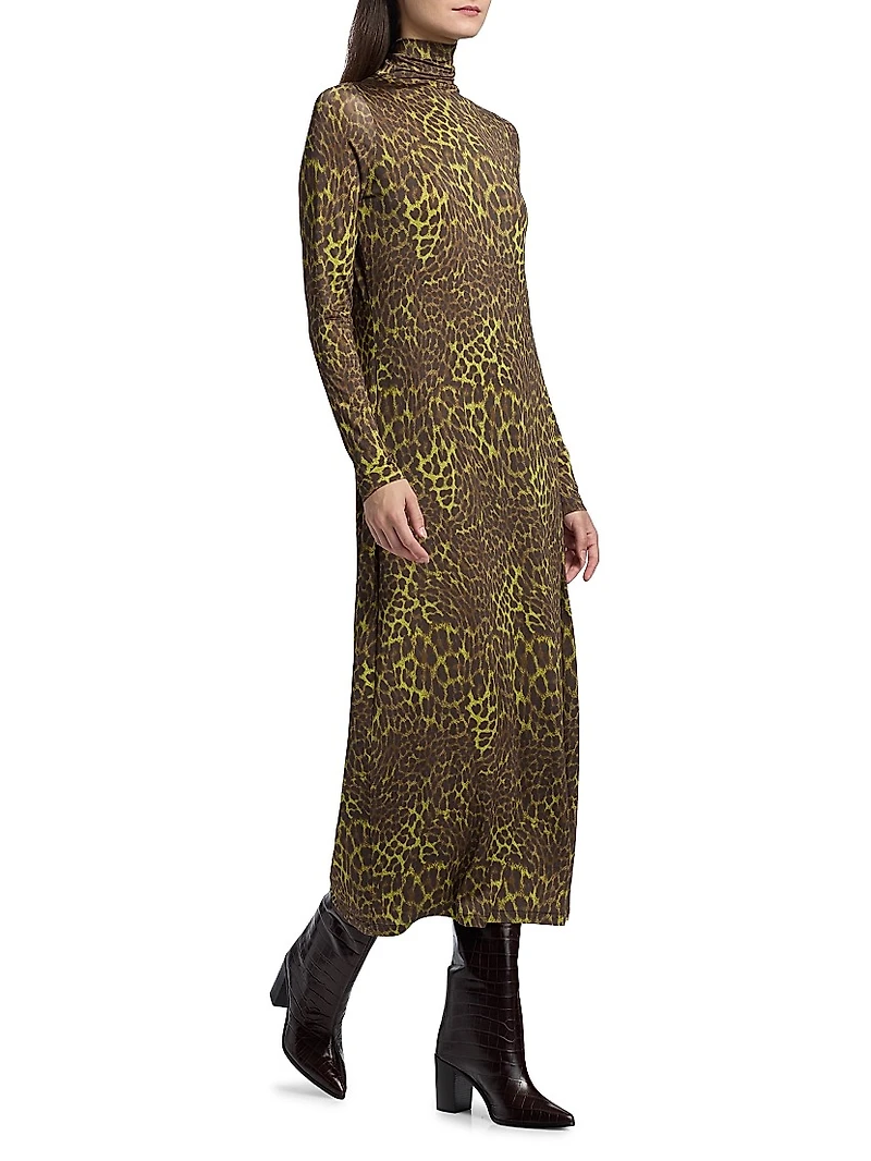 Paxton Leopard-Print Jersey Midi-Dress