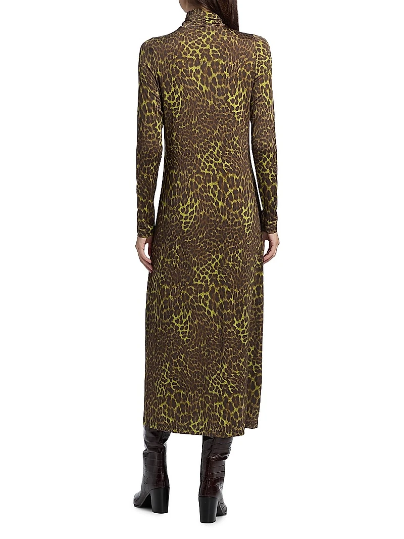 Paxton Leopard-Print Jersey Midi-Dress