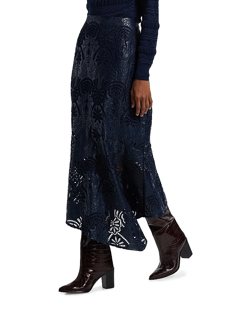 Casey Faux-Leather Midi-Skirt