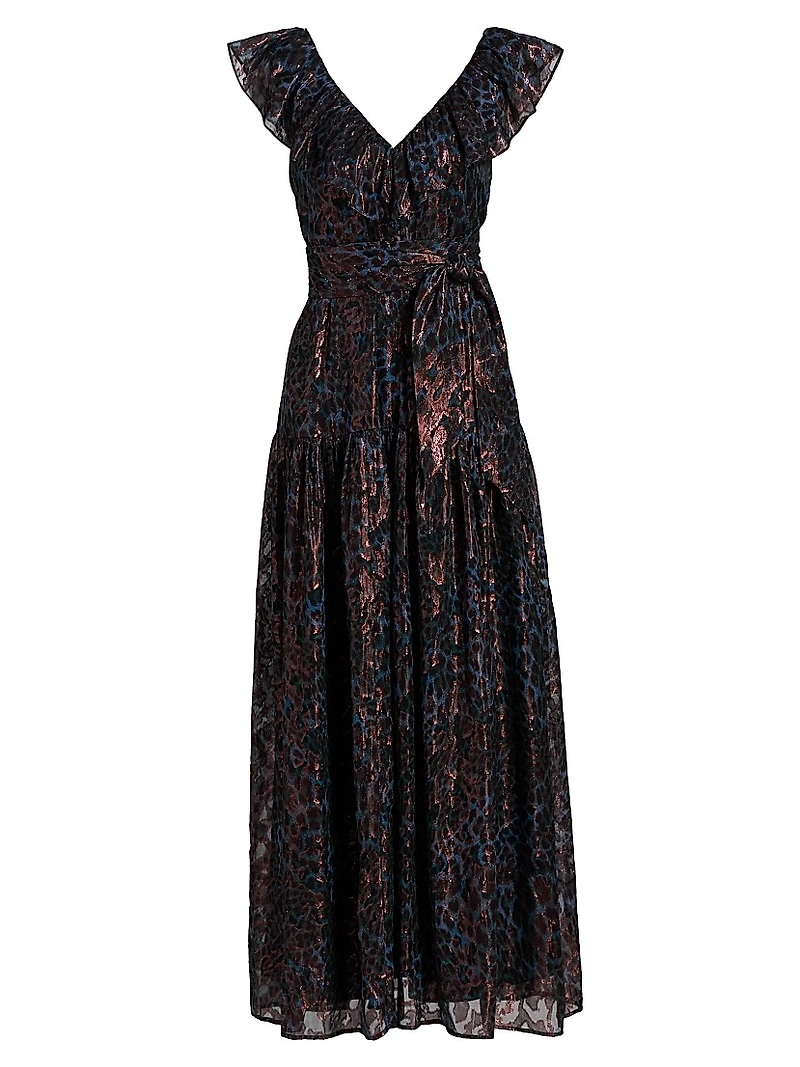 Francine Metallic Silk Maxi Dress