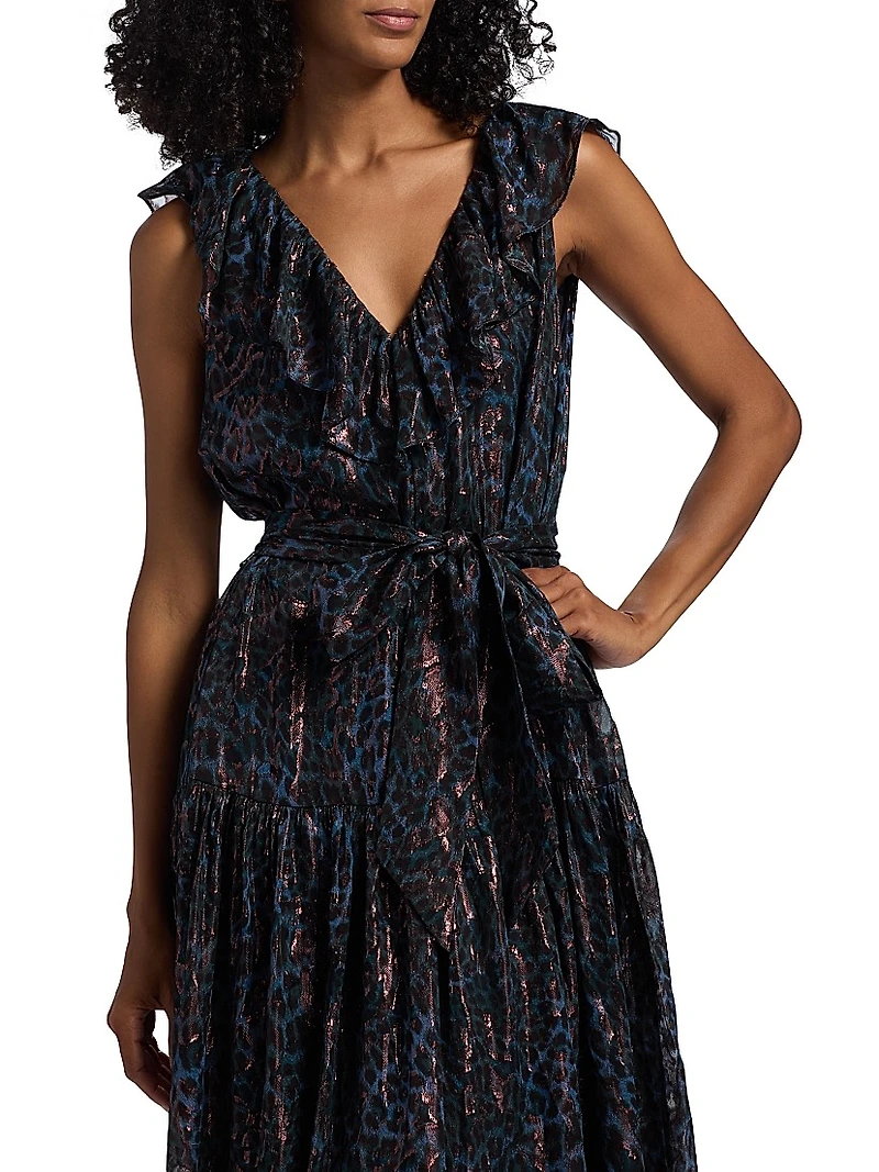 Francine Metallic Silk Maxi Dress