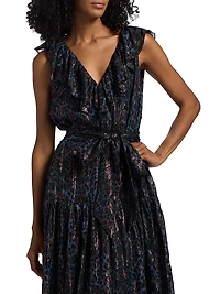 Francine Metallic Silk Maxi Dress